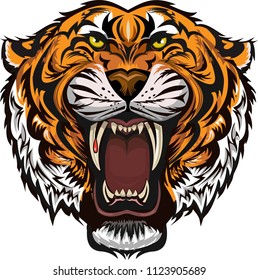 Tiger Face Color Tattoo