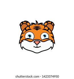 tiger face cute cartoon icon vector on a white background
