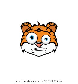 tiger face cute cartoon icon vector on a white background