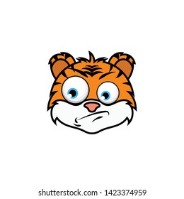 tiger face cute cartoon icon vector on a white background