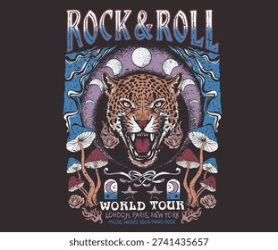 Tiger face design. Animal rock and roll artwork for fashion and others.	Mushroom with flower artwork for t shirt print, poster, sticker, background and other uses. Protect your peace of mind.