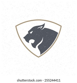Tiger face Design Element in Vintage Style for Logotype, Label, Badge, T-shirts and other design. Sport mascot retro vector illustration.