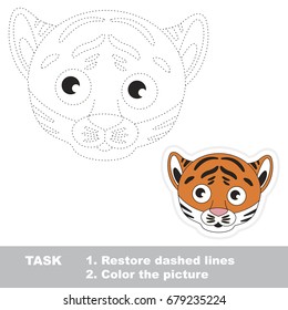 Tiger Face. Dot to dot educational game for kids.