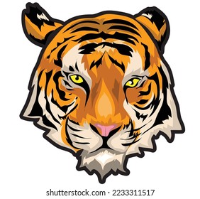 tiger face drawing with color 