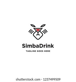 tiger face and drink glass logo icon vector