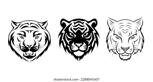 logotipo de la línea de iconos del emblema de la cara del tigre aislado estilo moderno vector simple. logotipo de línea de icono de la cara mínima del tigre aislado emblema simple vector de estilo moderno. elemento símbolo de línea de tigre
