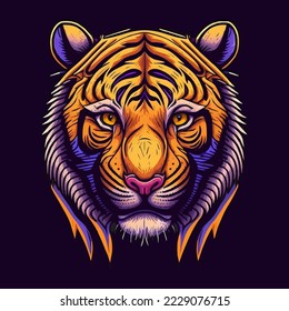 Tiger Face emblem logo illustration for e sport logo, t-shirt or Mascot