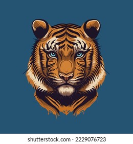 Tiger Face emblem logo illustration for e sport logo, t-shirt or Mascot