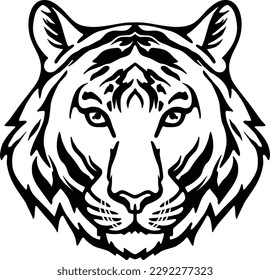 Tiger Face Expression Illustration. Tattoo Art. Vector.