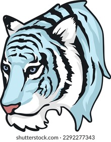 Tiger Face Expression Illustration. Tattoo Art. Vector.