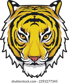 Tiger Face Expression Illustration. Tattoo Art. Vector.