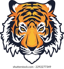 Tiger Face Expression Illustration. Tattoo Art. Vector.