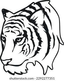 Tiger Face Expression Illustration. Tattoo Art. Vector.