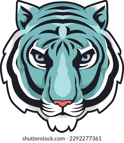 Tiger Face Expression Illustration. Tattoo Art. Vector.