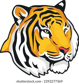 Tiger Face Expression Illustration. Tattoo Art. Vector.