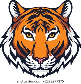 Tiger Face Expression Illustration. Tattoo Art. Vector.