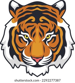 Tiger Face Expression Illustration. Tattoo Art. Vector.