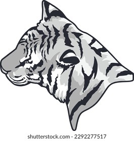 Tiger Face Expression Illustration. Tattoo Art. Vector.