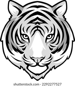 Tiger Face Expression Illustration. Tattoo Art. Vector.