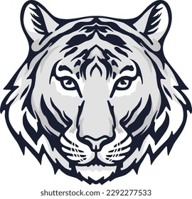 Tiger Face Expression Illustration. Tattoo Art. Vector.