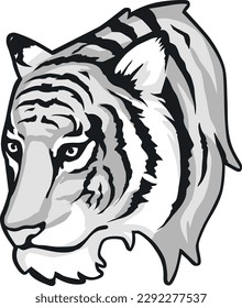 Tiger Face Expression Illustration. Tattoo Art. Vector.