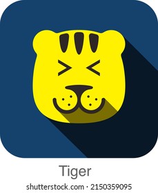 tiger face flat icon design. Animal icons series.
