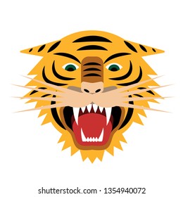 Tiger face flat illustration on white