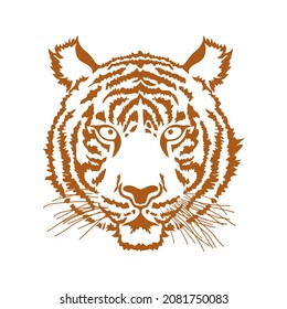 Tiger face, hand drawn vector illustration. Isolated object on white background