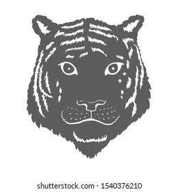 Tiger face or head. Hand drawn Tiger Head animal or predator isolated on white background. Vector illustration