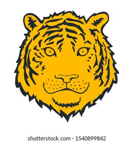 Tiger face or head. Hand drawn Tiger Head animal or predator isolated on white background. Vector illustration