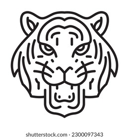 Tiger face icon, Draw the head of a wild animal with lines.