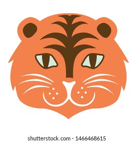 Tiger face illustration on white background