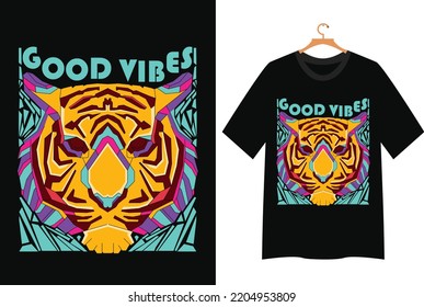 tiger face illustration for t shirt design