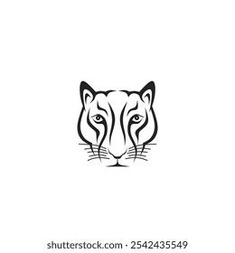 Tiger face illustration vector design, featuring bold lines and minimalist style. Perfect for design projects, tattoos, or branding needs.