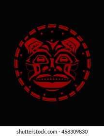 Tiger face indigenous pattern style indigenous wild cat pattern and ornament