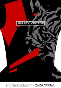 Tiger Face Jersey Design black grey red