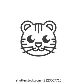 Tiger face line icon. linear style sign for mobile concept and web design. Tiger animal outline vector icon. Symbol, logo illustration. Vector graphics