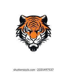 Cara de tigre Logo de la silueta de la cabeza de animal vector clipart, símbolo de depredador de la vida silvestre de, leopardo, pantera, jaguar, icono de chita. aislado de fondo blanco.