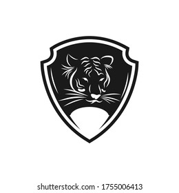 Tiger face logo emblem template mascot symbol for business or shirt design. Vector Vintage Design Element.EPS 10