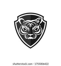 Tiger face logo emblem template mascot symbol for business or shirt design. Vector Vintage Design Element.EPS 10