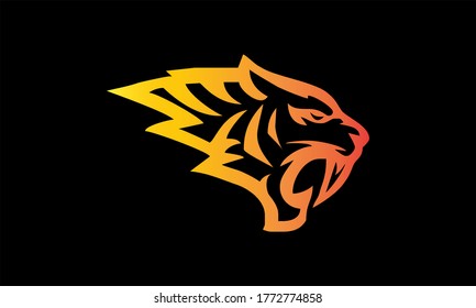 Tiger face logo emblem template mascot symbol for business or shirt design. Vector Vintage Design Element.