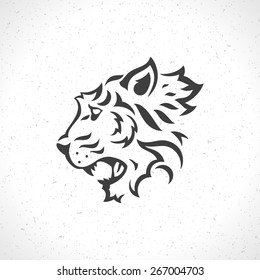 Tiger face logo emblem template mascot symbol for business or shirt design. Vector Vintage Design Element.