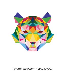 TIGER FACE LOW POP ART POLY LOGO ICON SYMBOL. TRIANGLE GEOMETRIC POLYGON