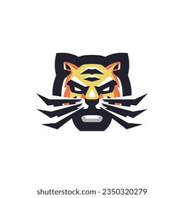 tiger face mascot line logo design
