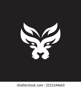 Tiger Face Mask Logo On Black Background Vector Illustration