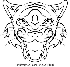 Tiger Face Outline Vector Art