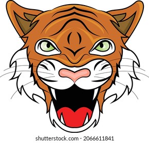 Tiger Face Outline Vector Art