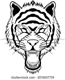 Tiger Face Outline Vector Art