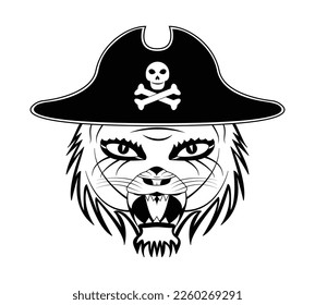 tiger face pirate icon. vectors, illustrations, icons, avatars and logos.
