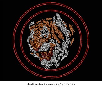 tiger face rhinestone t-shirt design